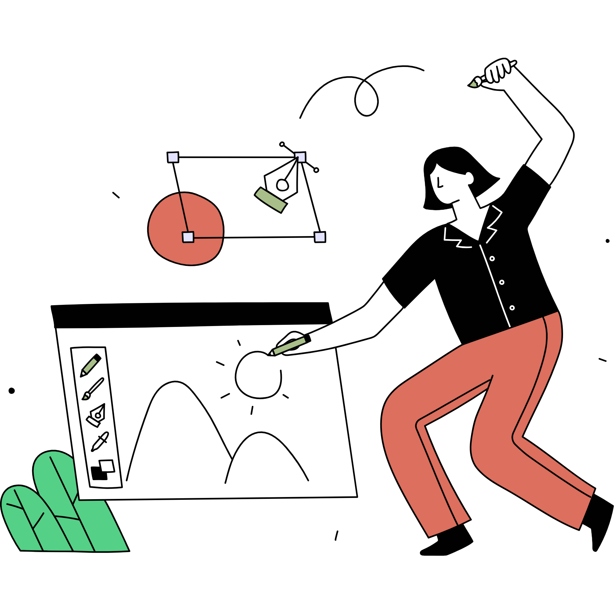 デザインをしているイラスト